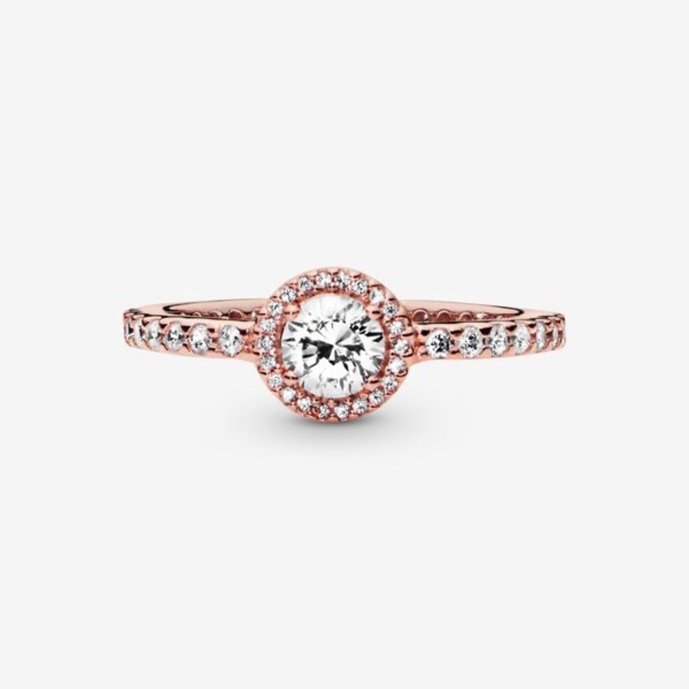 Pandora classic sparkle halo ring in rose gold